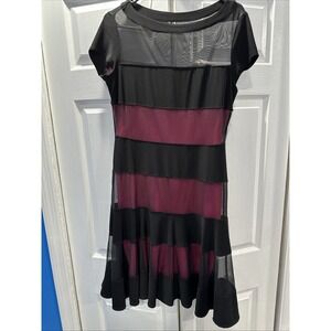 Joseph Ribkoff Black Sheer Panel Flare Dress‎ 12